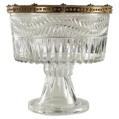 21st Century, Hand-Carved Clear Crystal and Silver Bowl in Classic Style