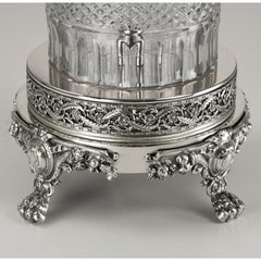 21st Century, Hand Carved clear crystal and silver Bronze Table lamp