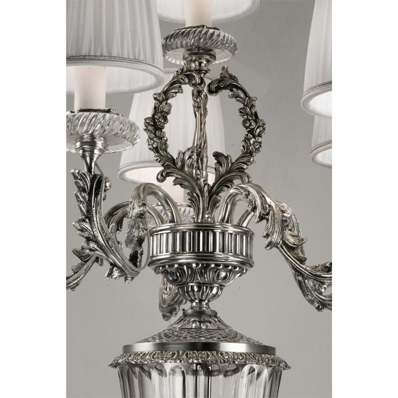 Siglo XXI, Lámpara de sobremesa de cristal transparente tallado a mano y bronce plateado Tallado a mano en venta