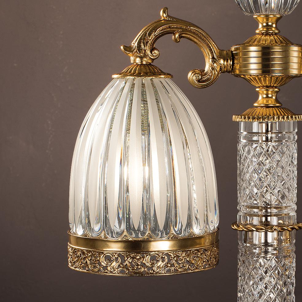 Louis XVI 21st-Century, Hand Carved Crystal and Bronze Table Lamp  For Sale