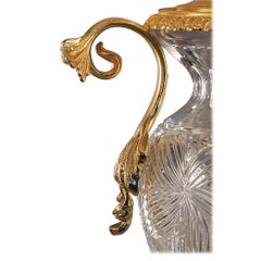 21st-Century, Hand-carved Crystal and Bronze Table Lamp in Style Luigi XVI