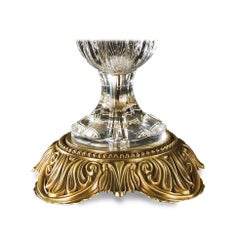 21st-Century, Hand Carved Crystal and Bronze Table Lamp in Style Luigi XVI