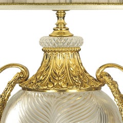 Lámpara de mesa de cristal y bronce tallada a mano del siglo XXI, estilo Luigi XVI