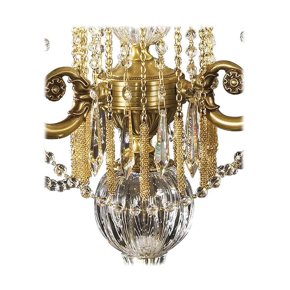 Louis XVI 21st-Century, Hand Carved Crystal and Bronze Table Lamp in Style Luigi XVI For Sale