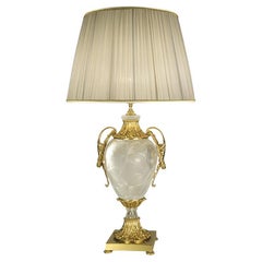 21st-Century, Hand-carved Crystal and Bronze Table Lamp in Style Luigi XVI