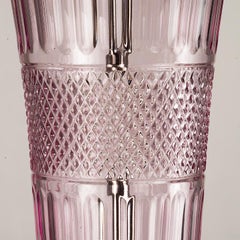 21st Century, Hand Carved pink crystal and silver Bronze Table lamp