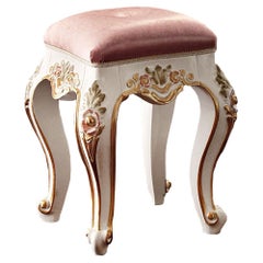 21st Century Hand Decorated Bombed Pink Ottoman by Modenese Gastone