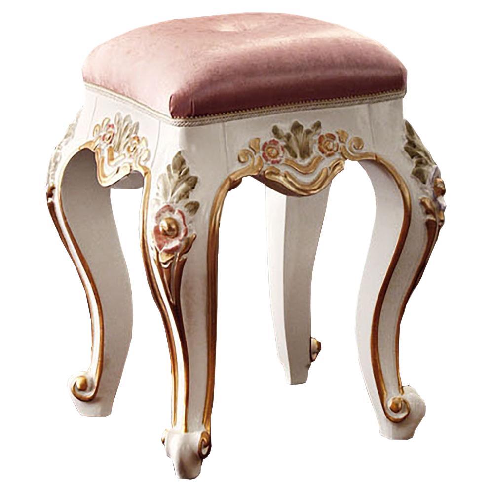 21st Century Hand Decorated Bombed Pink Ottoman by Modenese Gastone