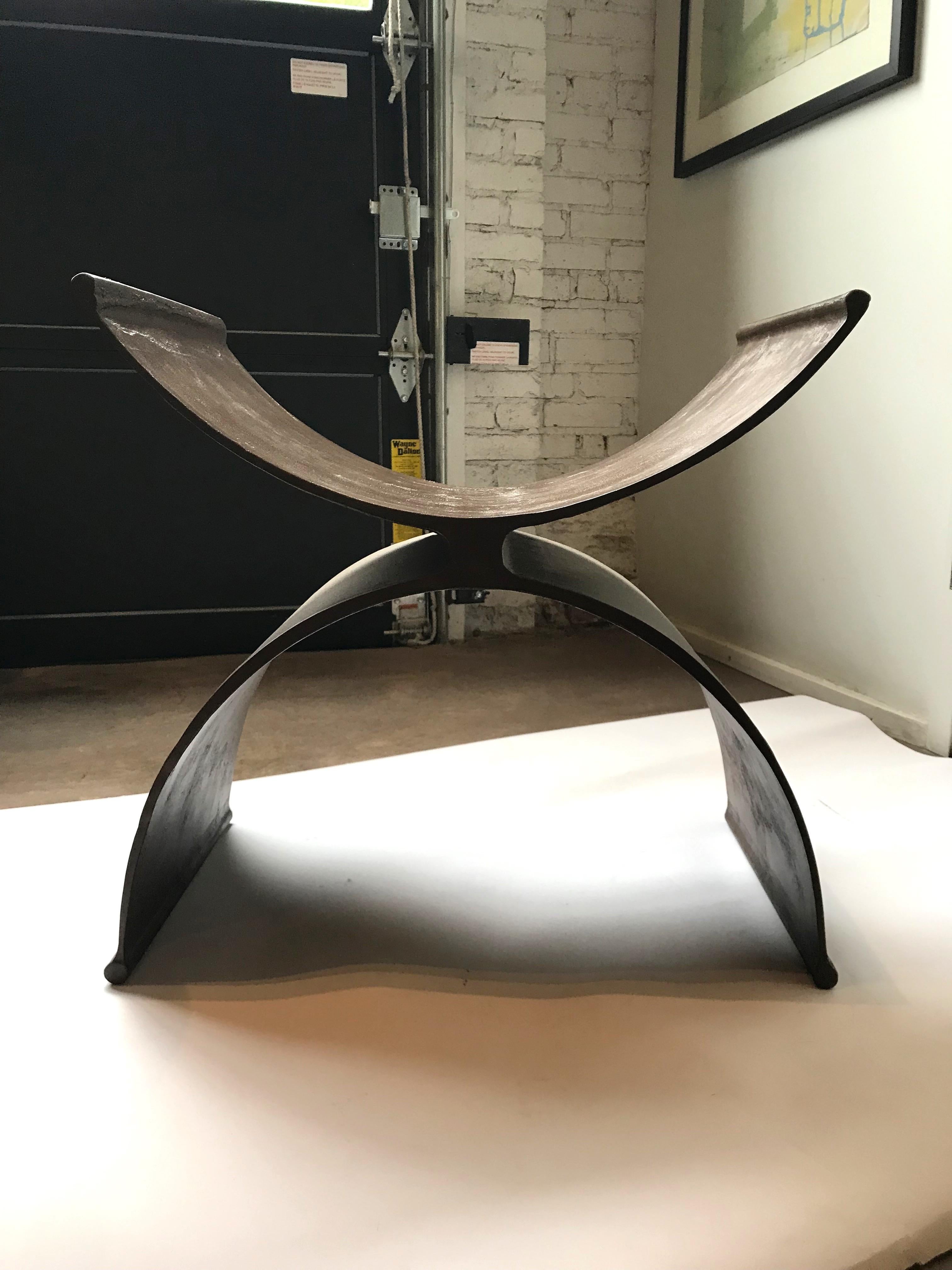 Contemporary 21st Century Reflection Stool by Michael Del Piero -Rusty Finish Aluminum  For Sale