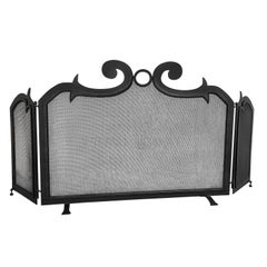 21st Century Hand-Forged Iron Fireplace Screen with Elaborate Central Scroll