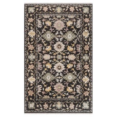 21st Century Hand-Knotted Egyptian Ziegler Rug in Charcoal Grey Floral Pattern