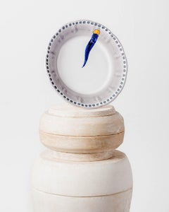 21st Century Handmade Vietri Ceramic Dinner Plates in Blue White Made in Italy