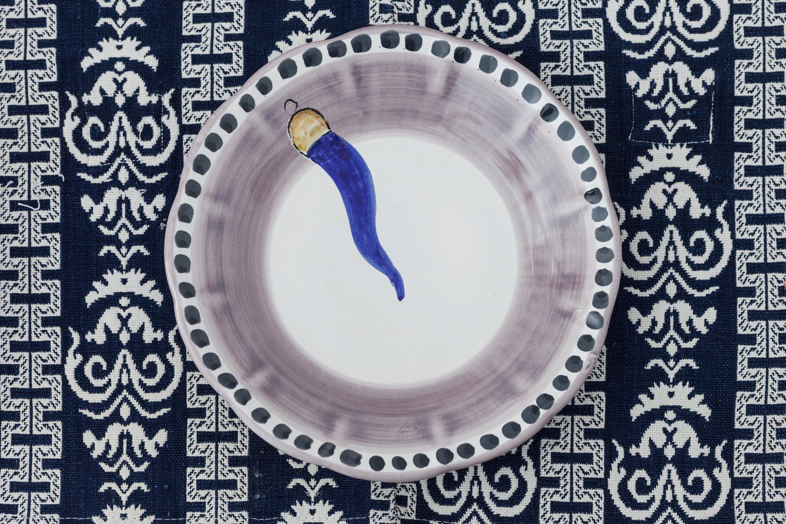 Assiette à soupe en céramique Vietri du 21e siècle peinte à la main, bleue et blanche, fabriquée en Italie en vente 1