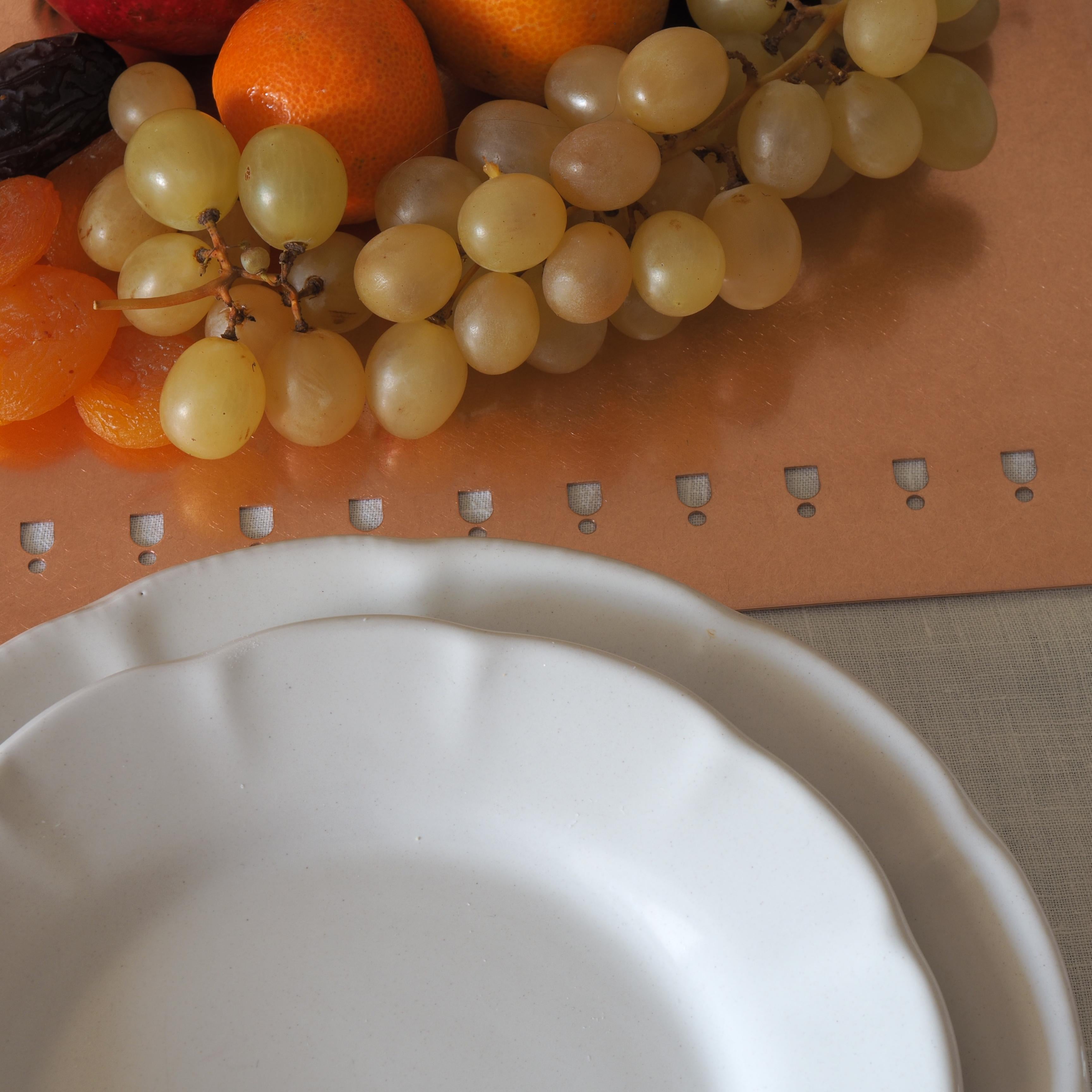 Italian 21st Century Ceramic Dinner Plate White Handmade For Sale