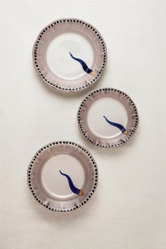 21st Century Hand Painted Ceramic Soup Plate in Blue and White Handmade