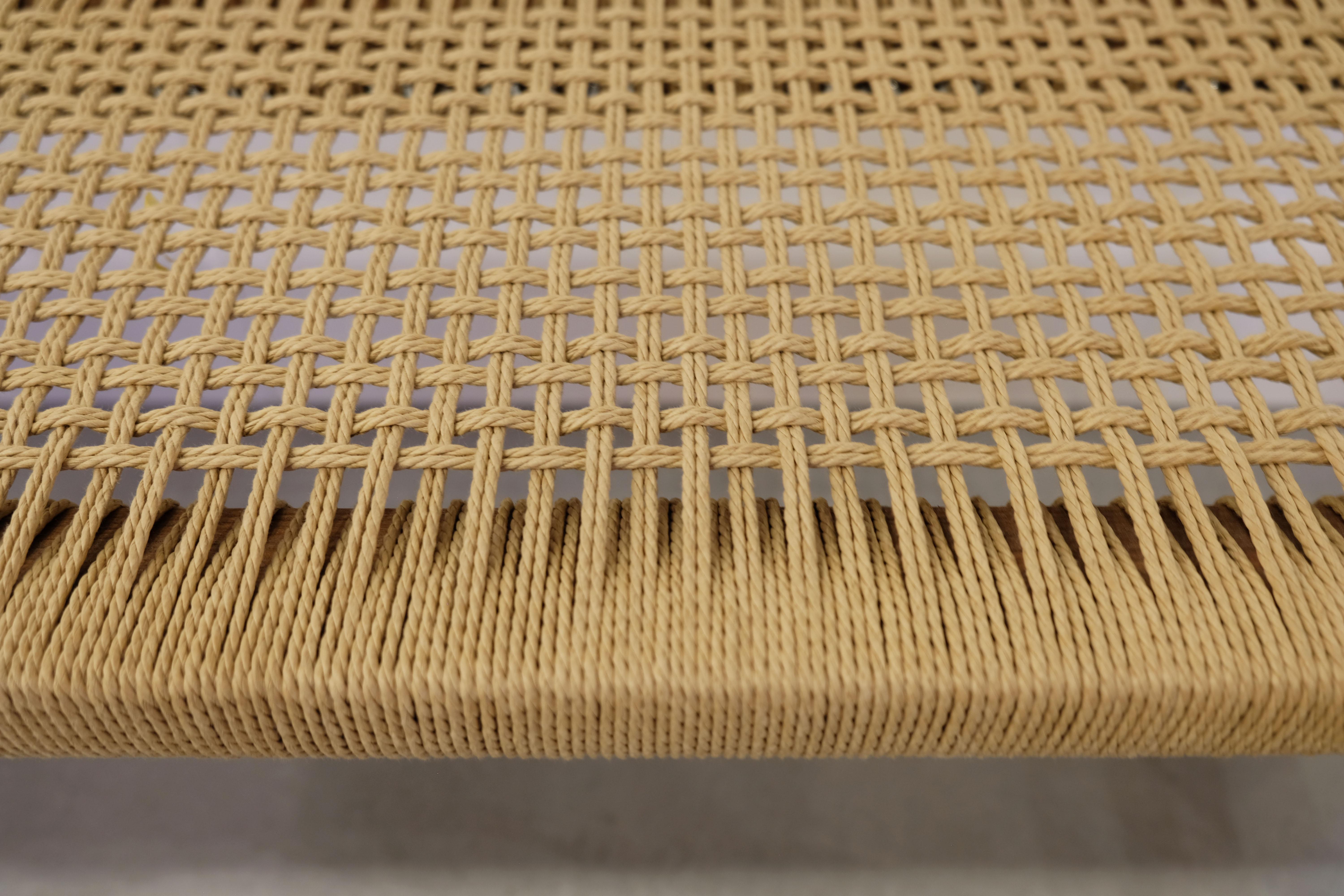 21st Century Hand Rushed Woven Bench by Craftsman Tim Hagen In New Condition For Sale In Amarillo, TX