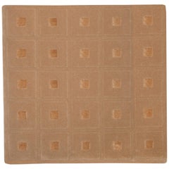 Modern Hand Tufted Wool and Silk Rug Carpet Made in Spain Checkers Brown