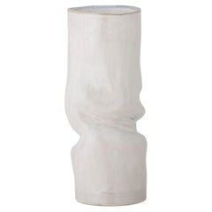 21st Century Handcrafted White Glazed Organic Modern Sandstone Decorative Vase