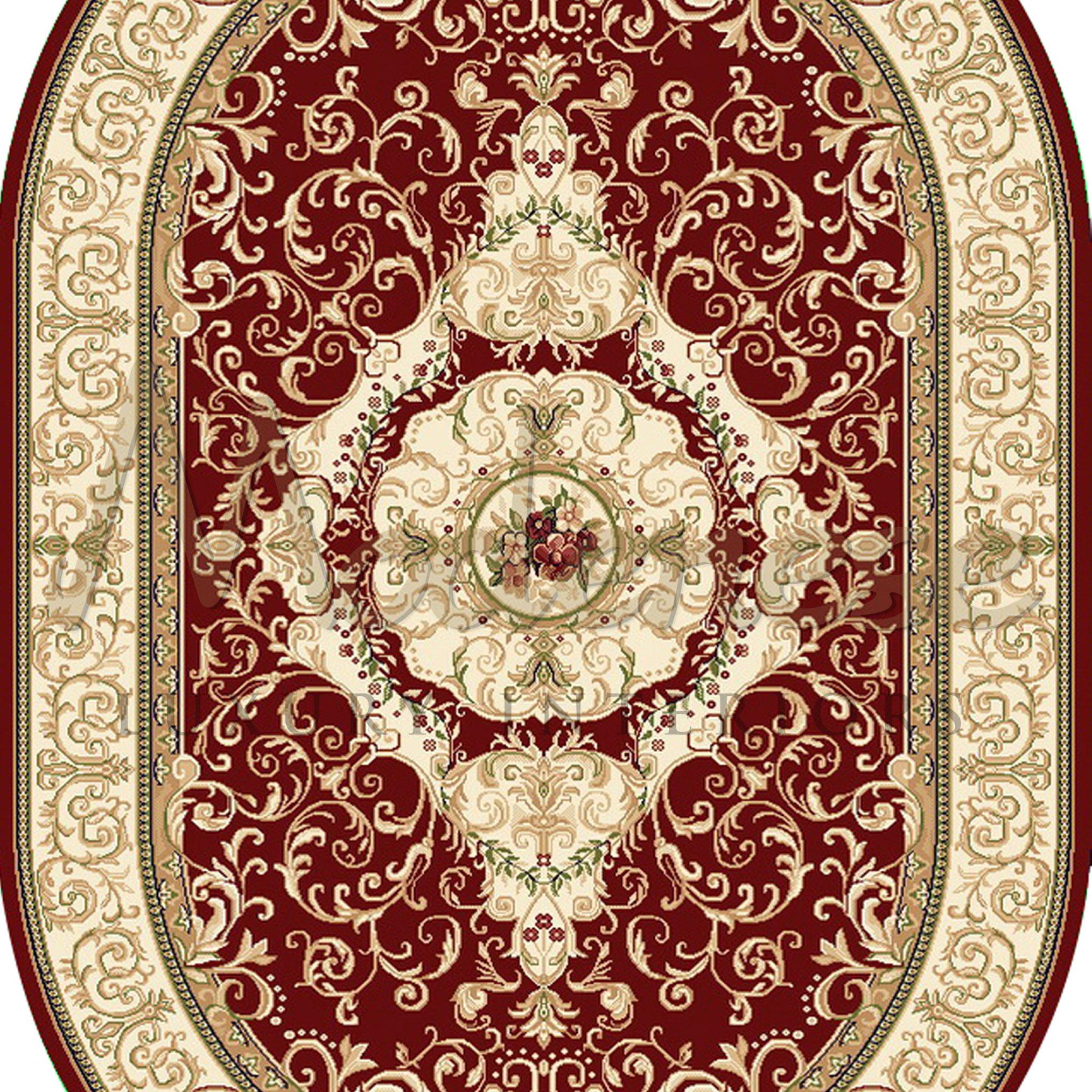 Italian 21st Century Handknotted Oval Bamboo Silk Rug by Modenese Interiors, Scarlet For Sale