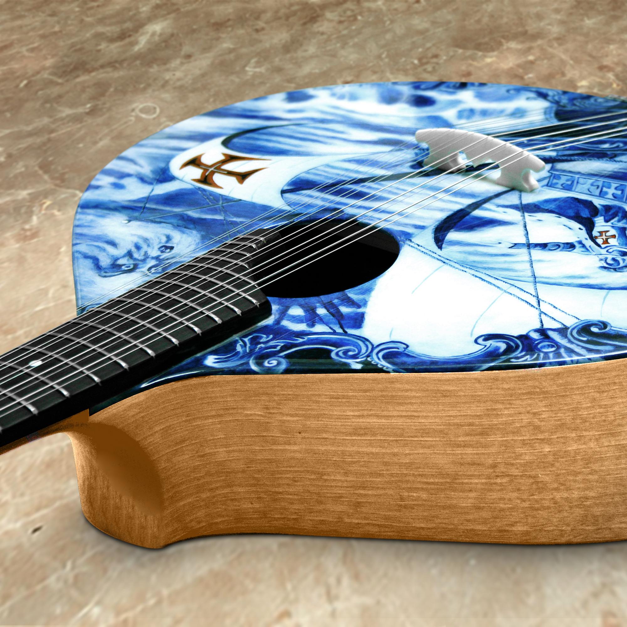 The Adamastor Portuguese Guitar is a tribute to the artistic expression of a nation. The history of the Adamastor is transcribed to the painting, painted in contrasting colors, blue, white, and red, which decorate the walls of the seaside country.