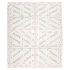 21st Century Handmade Flat-Weave, Scandinavian Design over Beige, Pink and Green