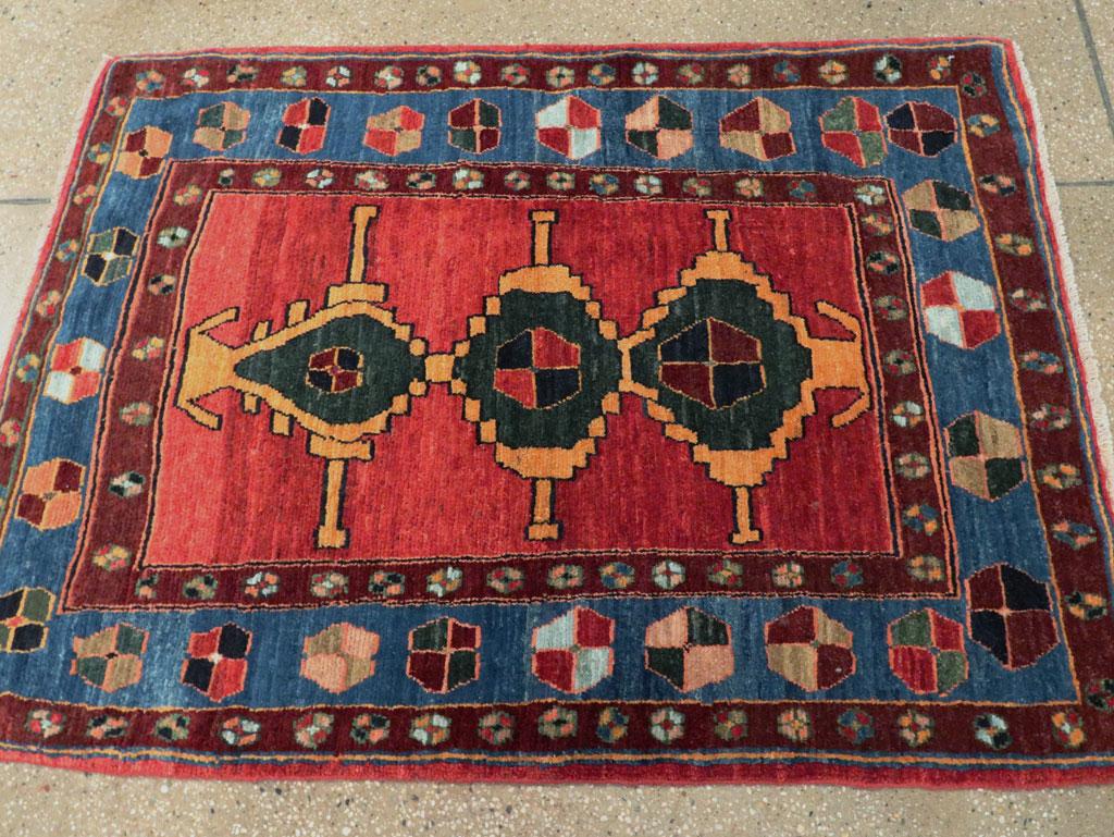 Contemporary 21st Century Handmade Persian Gabbeh Throw Rug For Sale