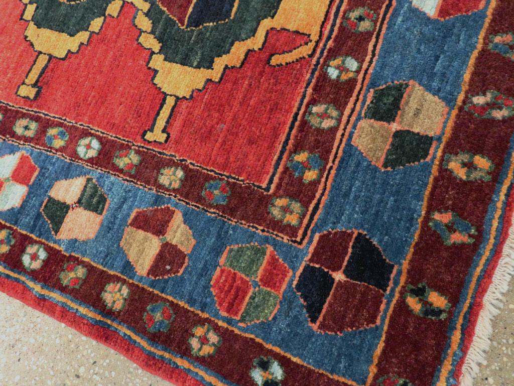 21st Century Handmade Persian Gabbeh Throw Rug For Sale 1