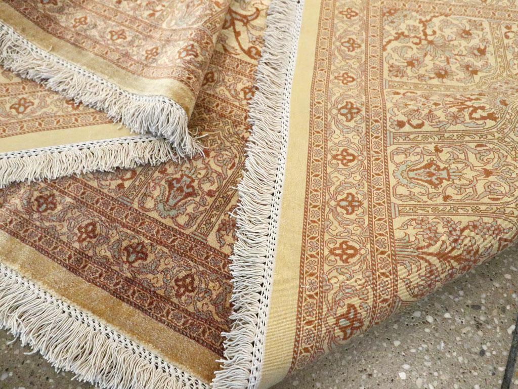 21st Century Handmade Persian Silk Quom Accent Carpet 4