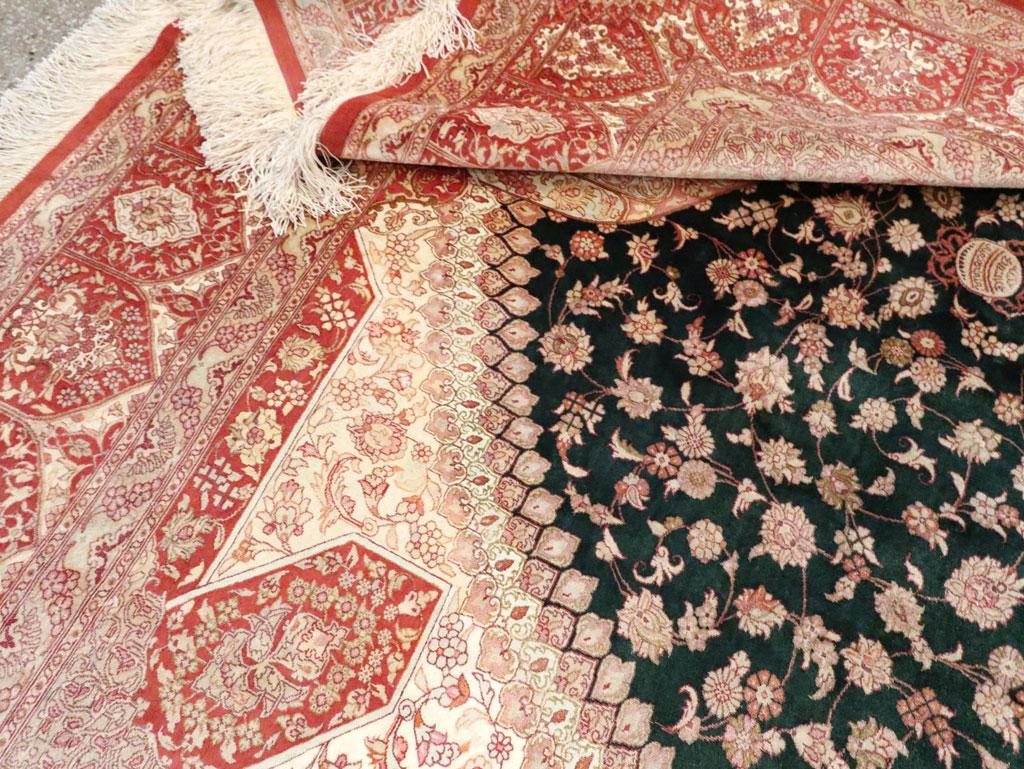 21st Century Handmade Persian Silk Quom Accent Carpet 3