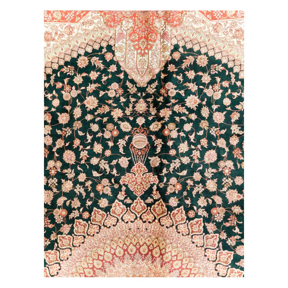 A new handmade Persian slk Quom accent carpet handmade during the 21st century.

Measures: 6' 6