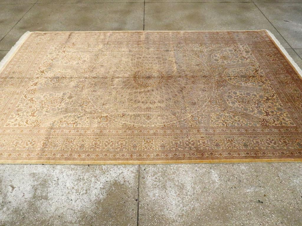 21st Century Handmade Persian Silk Quom Accent Carpet In New Condition In New York, NY