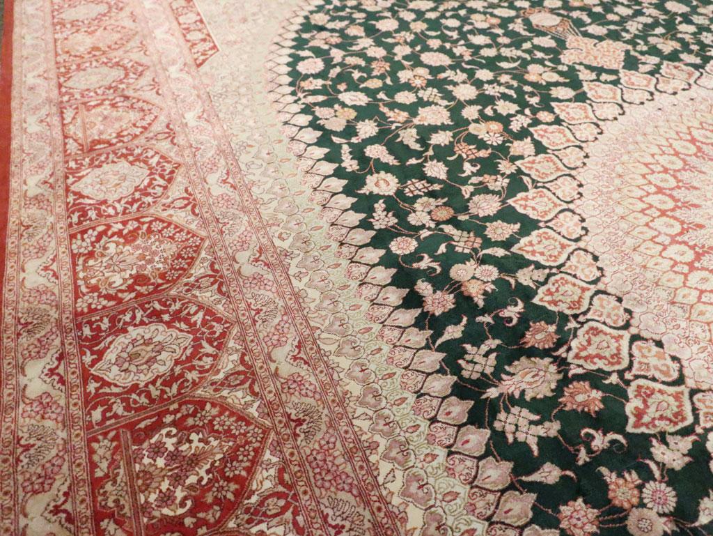 Hand-Knotted 21st Century Handmade Persian Silk Quom Accent Carpet