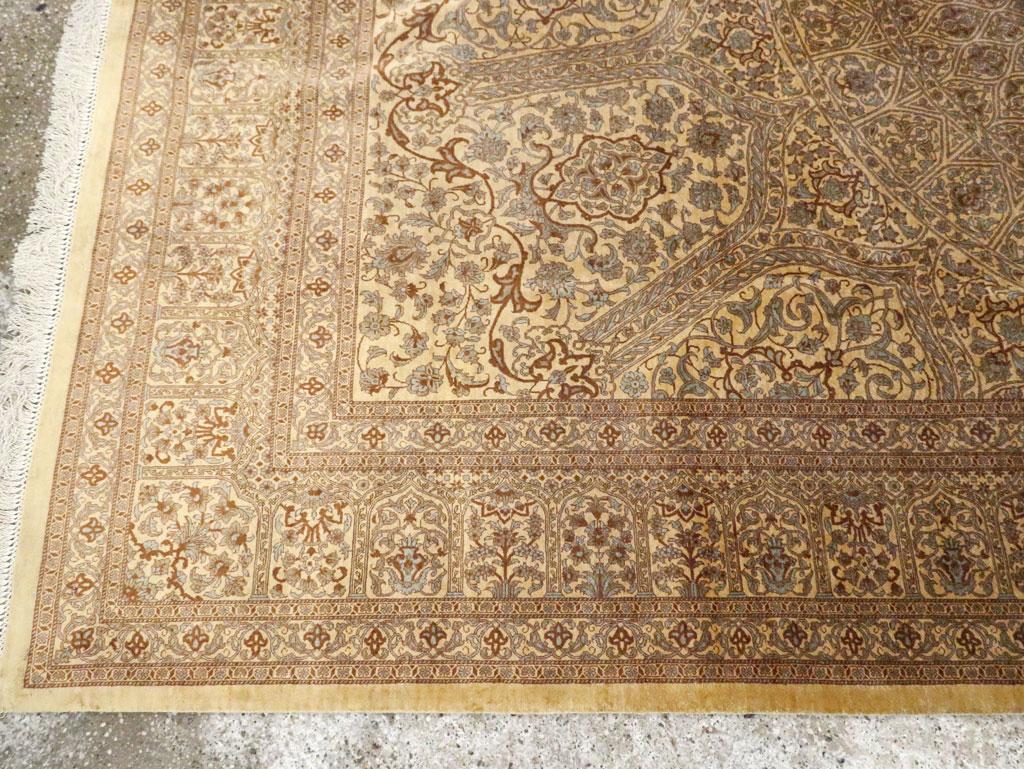 Contemporary 21st Century Handmade Persian Silk Quom Accent Carpet