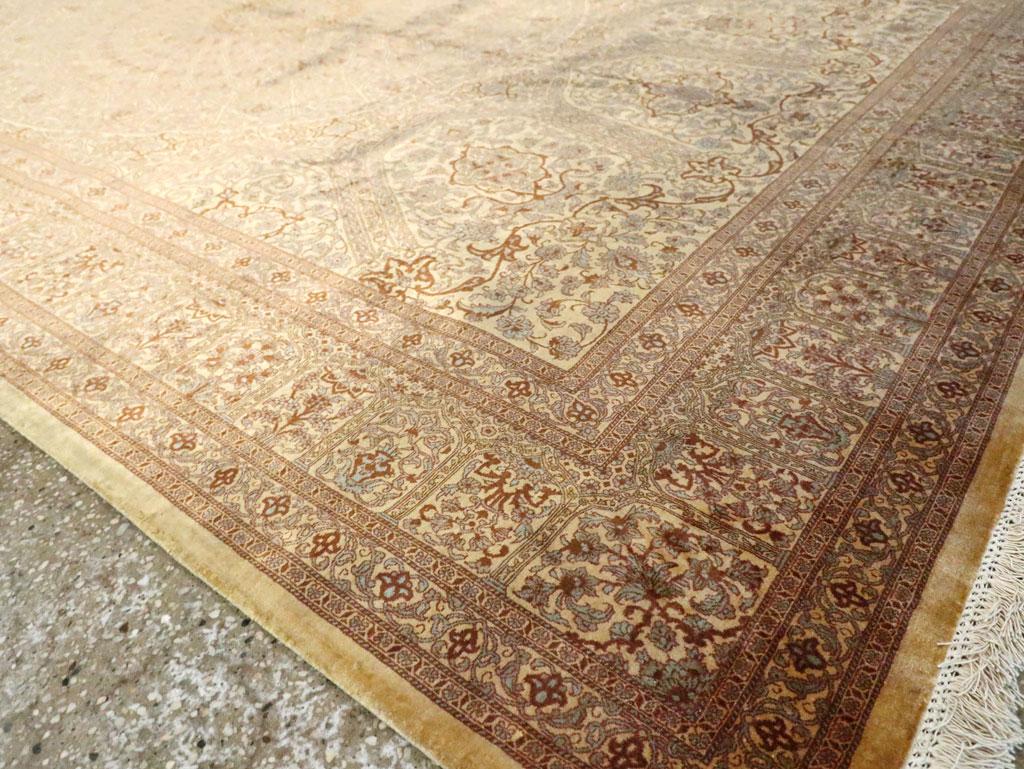 21st Century Handmade Persian Silk Quom Accent Carpet 1