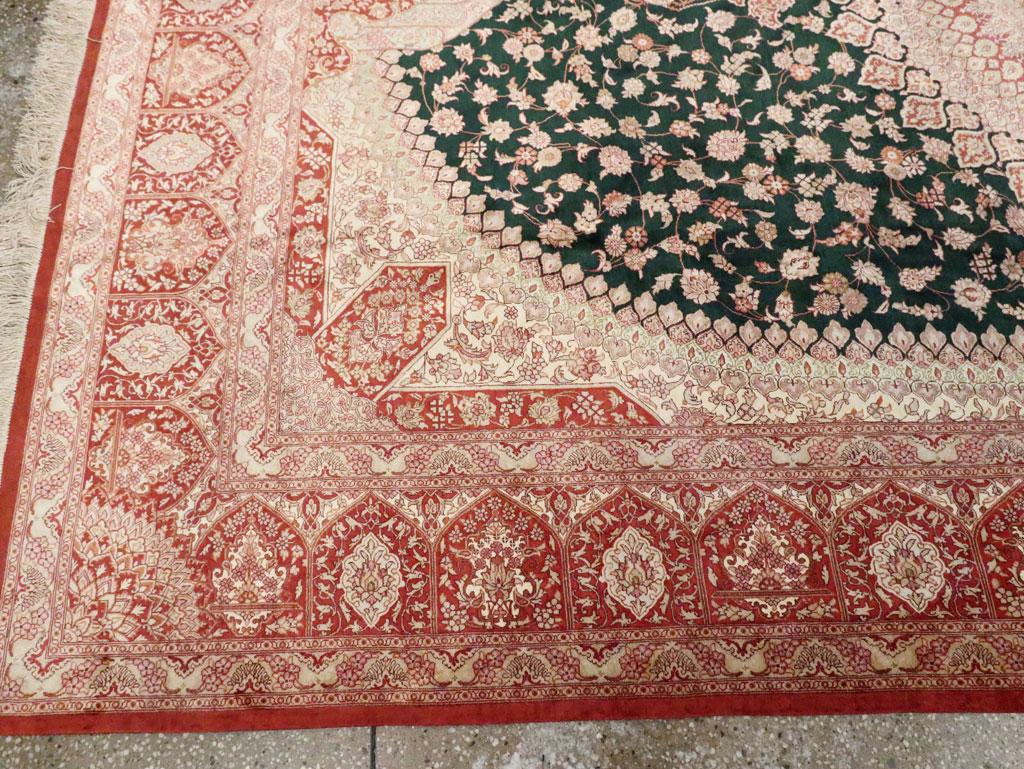 Contemporary 21st Century Handmade Persian Silk Quom Accent Carpet
