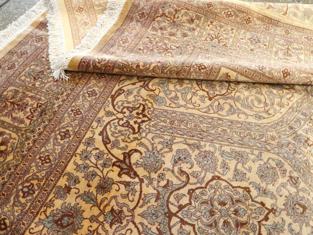 21st Century Handmade Persian Silk Quom Accent Carpet 3