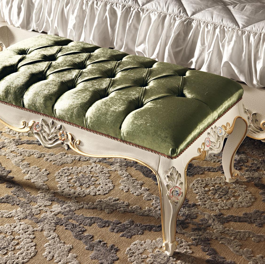 Italian 21st Century Handpainted Baroque Bed Bench by Modenese Interiors For Sale