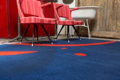 Modern Wool Rug Carpet Made in Spain Blue and Red Nudity by Coco Davez
