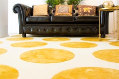 ModernHandtufted Wool & Silk Rug made in Spain Mustard & White Polka Dots