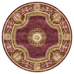 21st Century Handtufter Round Rug by Modenese Interiors, Burgundy Red