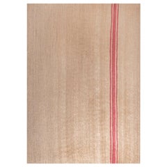 Moderner handgewebter Jute-Teppich in Naturbraun mit rosa Streifen Provenza