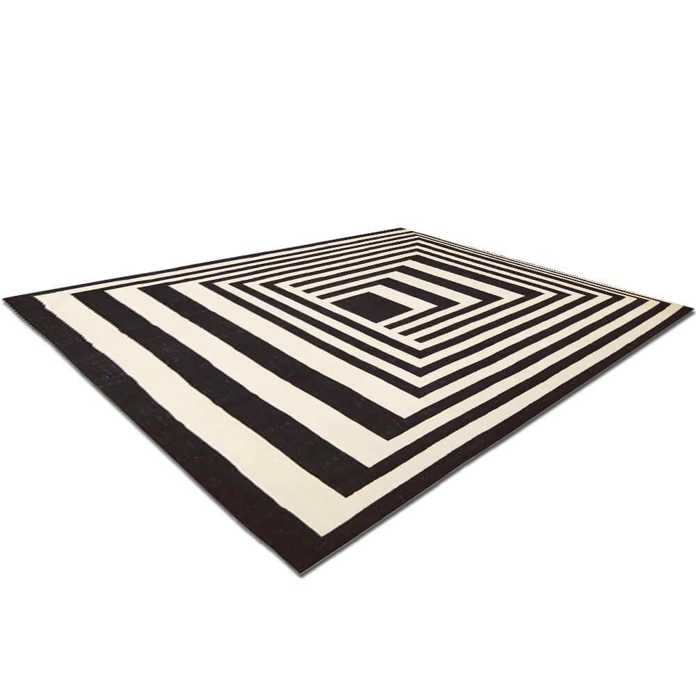 black and white square carpet