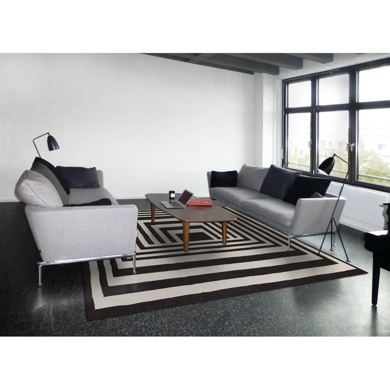 21st Century Handwoven Modern Black and White Afghan Kilim Carpet For