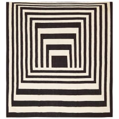 Tapis Kilim afghan moderne noir et blanc tissé à la main du 21e siècle