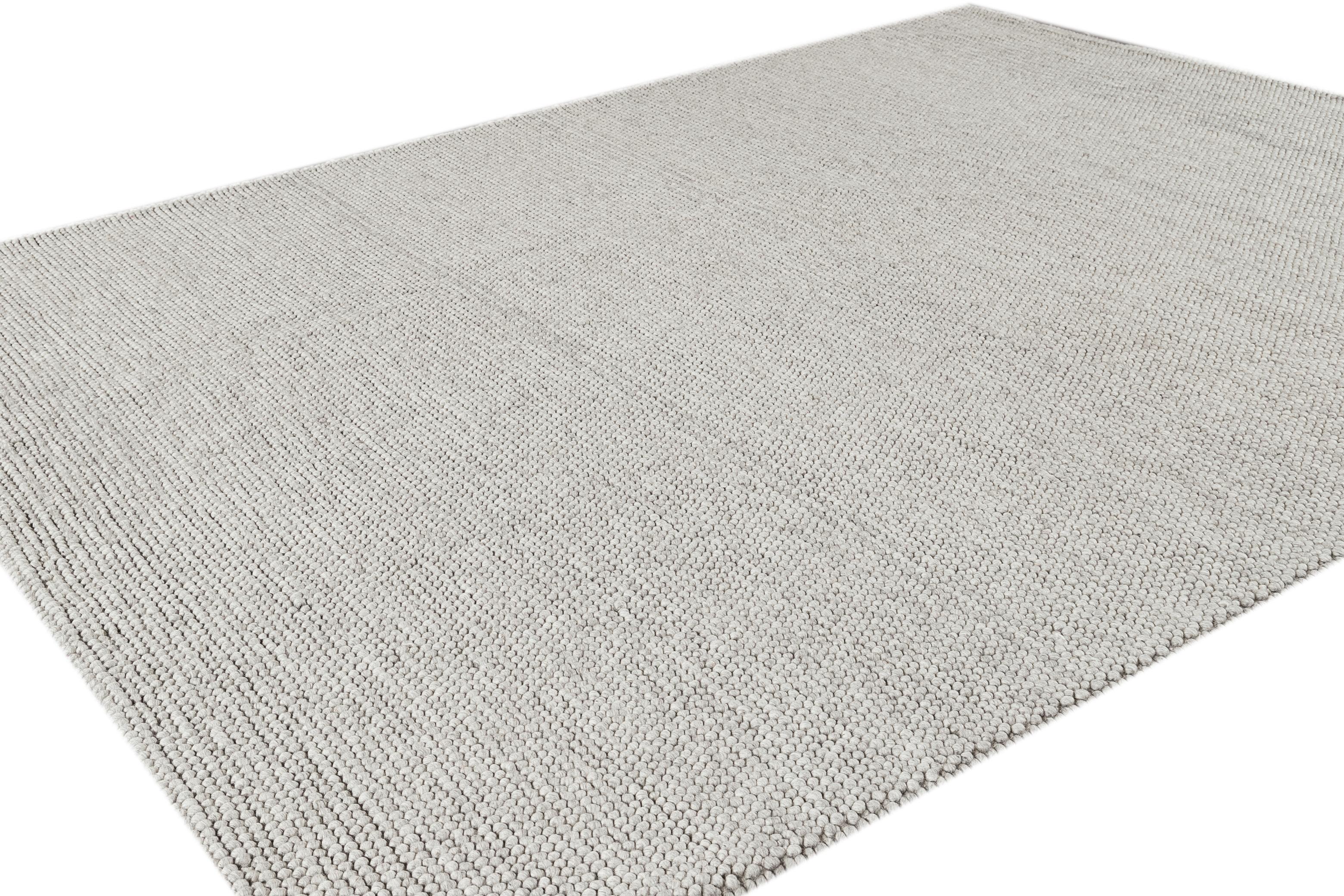 Contemporary 21st Century Handwoven Texture Wool Rug For Sale