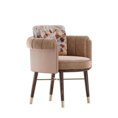 21st Century Helen Dining Chair Cotton Velvet Wood Made in Portugal by Ottiu