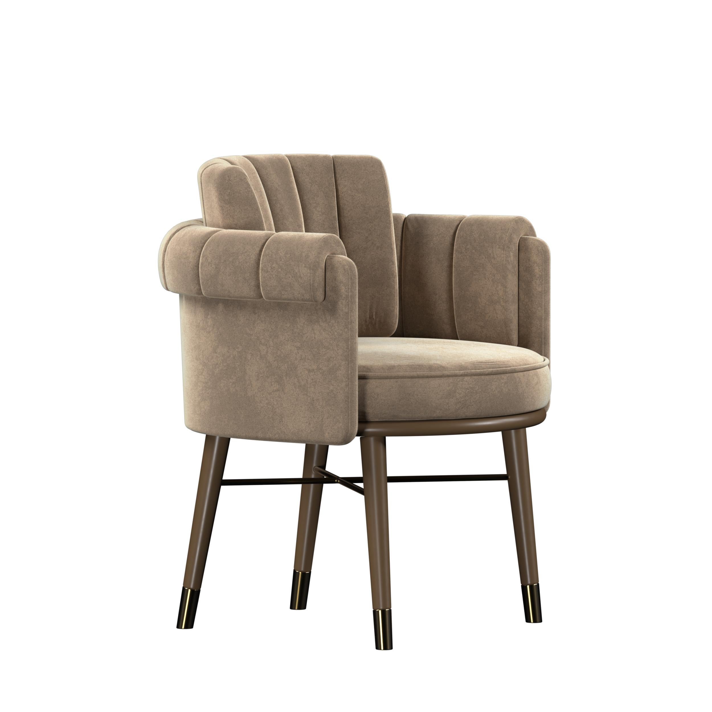 21st Century Helen Dining Chair Cotton Velvet Wood In New Condition For Sale In RIO TINTO, PT