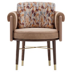 Sedia da pranzo Helen del 21° secolo Cotton Velvet Wood