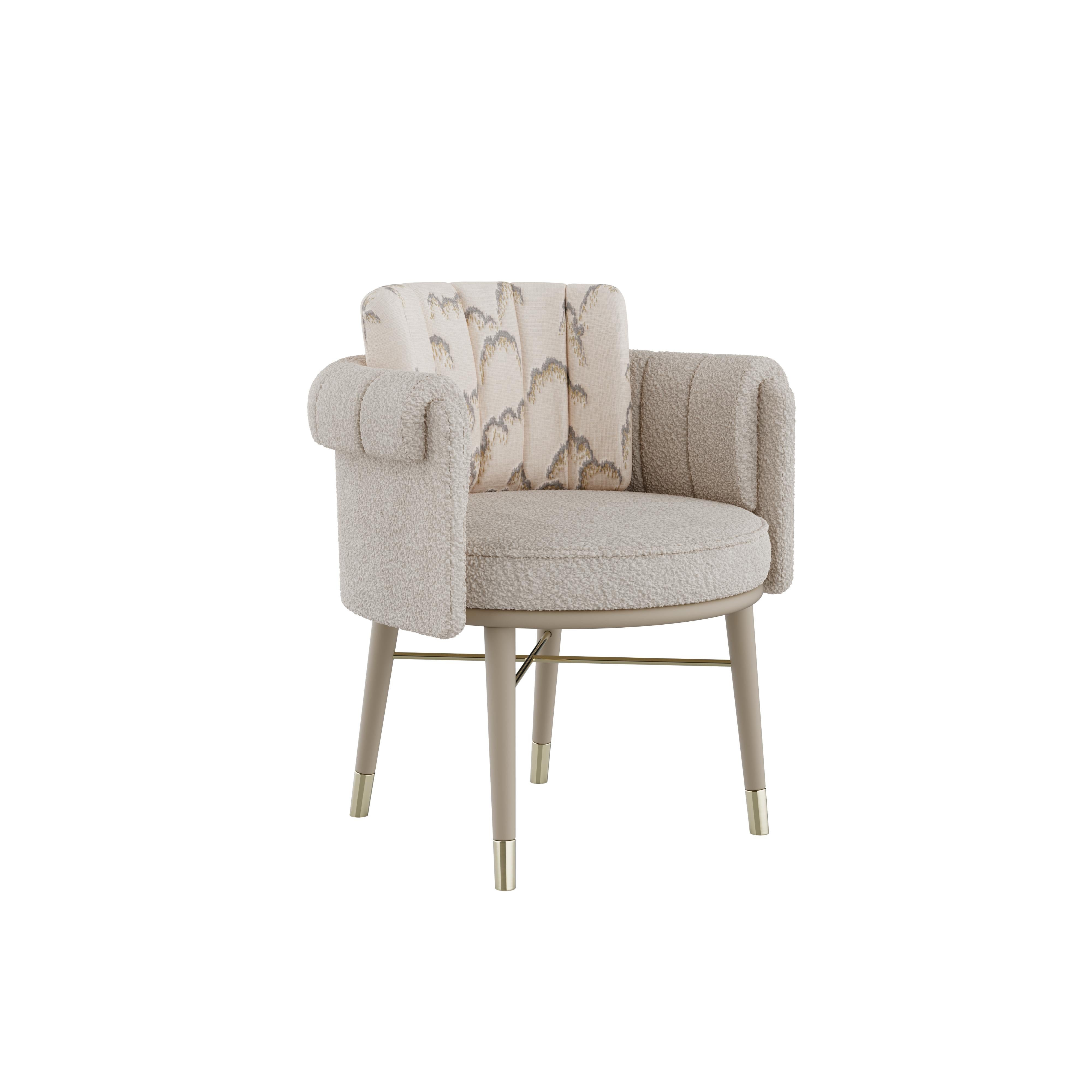 Lucidato 21st Century Helen Dining Chair Dedar Textiles Made in Portugal by Ottiu in vendita