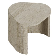 21st Century Henley Side Table Wood Travertine Brass by Wood Tailors